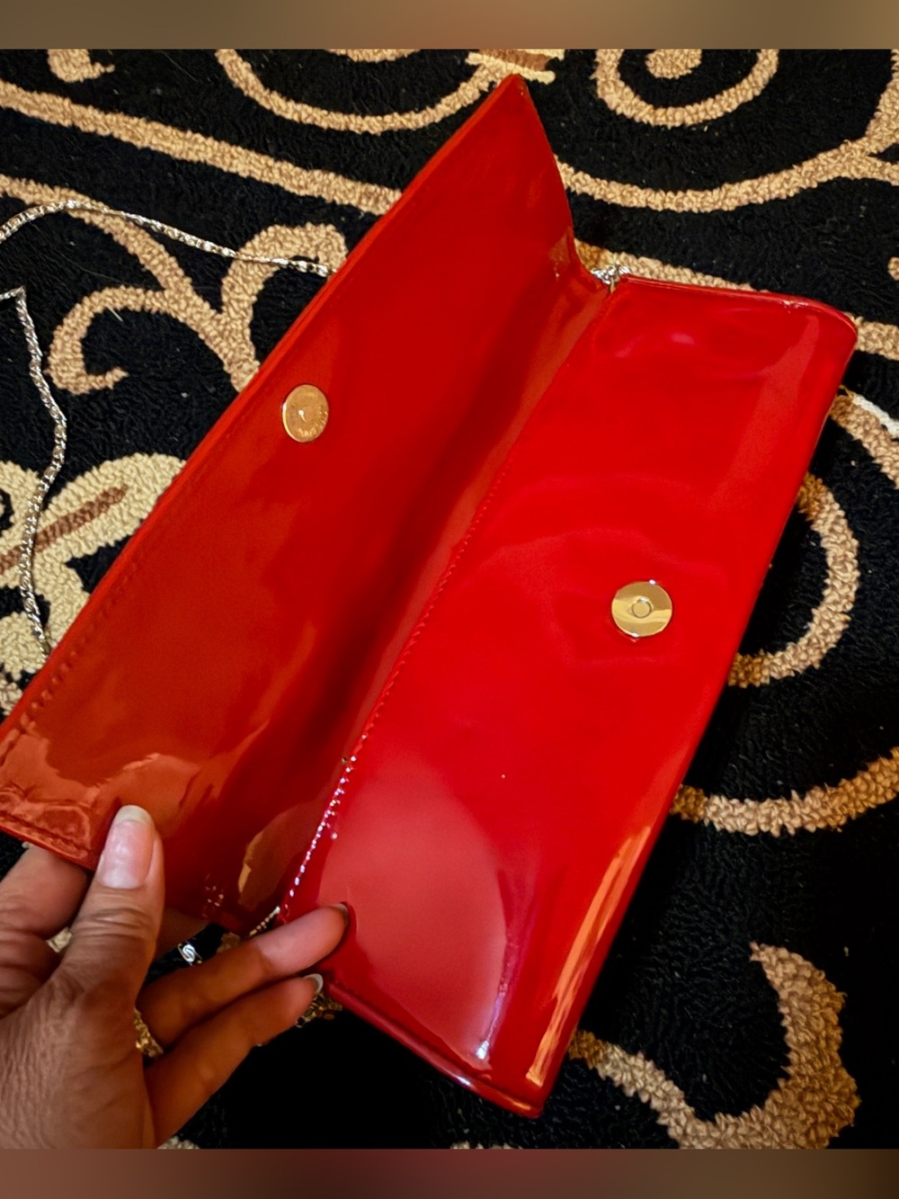 Aldo Red Patent Chain Clutch